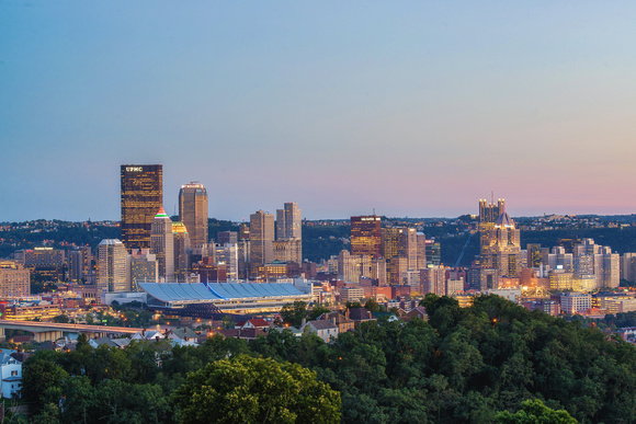 Pittsburgh skyline from Spring Hill at dusk HDR