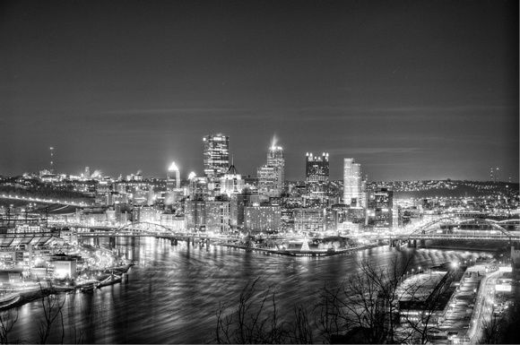 Pittsburgh from the West End Overlook in B&W HDR