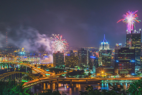 Fireworks over Pittsburgh from Mt. Washington