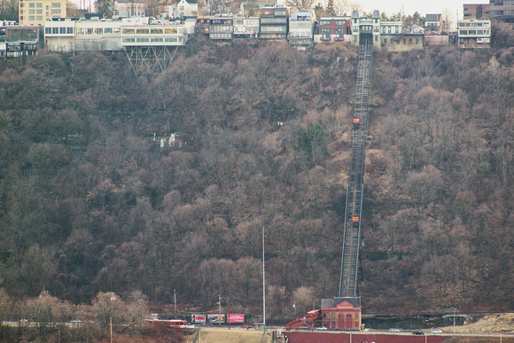 Duquesne Incline rising up Mt. Washington from the North Side