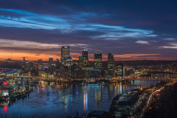 Colorful skies over Pittsburgh from the West End Overlook