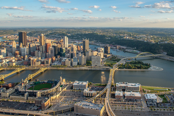 An aerial view of the North Shore of Pittsburgh