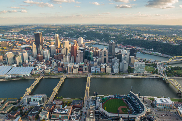 Pittsburgh shines in this aerial view above the North Side
