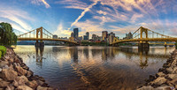 Panorama of a beautiful morning in Pittsburgh from the North Shore