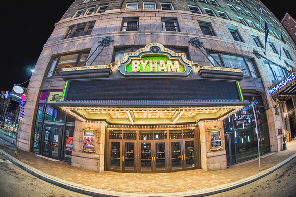 The Byham Theatre in Pittsburgh glows in the night