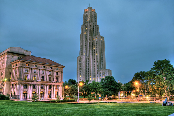 Cathedral of Learning at the blue hour HDR