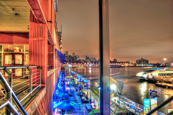 At night at the South Street Seaport in HDR