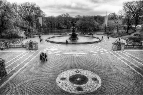 Bethesda Fountain in Central B&W HDR