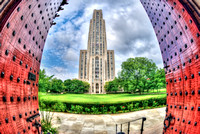 Cathedral of Learning with Heinz Chapel doors fisheye HDR