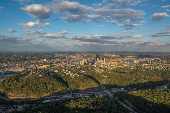 Aerial view of Mt. Washington and the Pittsburgh skyline