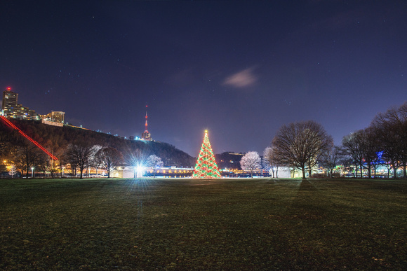 The Christmas tree at Point State Park in Pittsburgh