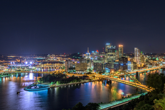 Pittsburgh skyline after the Penguins won the Stanley Cup in 2016