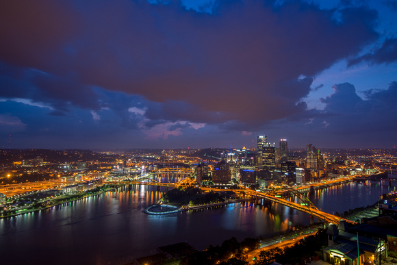 Storms roll in over Pittsburgh from Mt. Washington