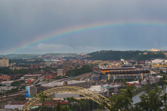 Heinz Field and a rainbow in Pittsburgh