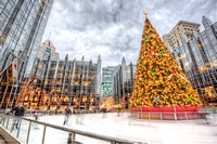 Christmas tree at the ice rink in PPG Place HDR