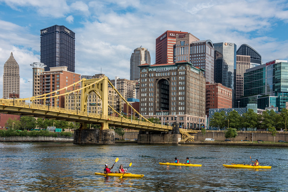 Kayaks on the Allegheny River in Pittsburgh