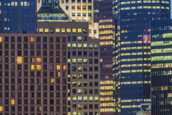 Buildings in downtown Pittsburgh before dawn
