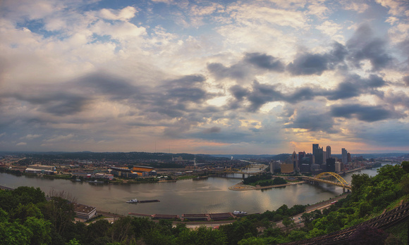 Cloudy skies at sunrise from Pittsburgh panorama