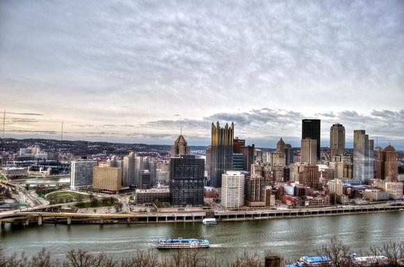 Pittsburgh skyline wide angle HDR