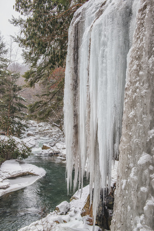 Tall ice wall at Ohiopyle State Park