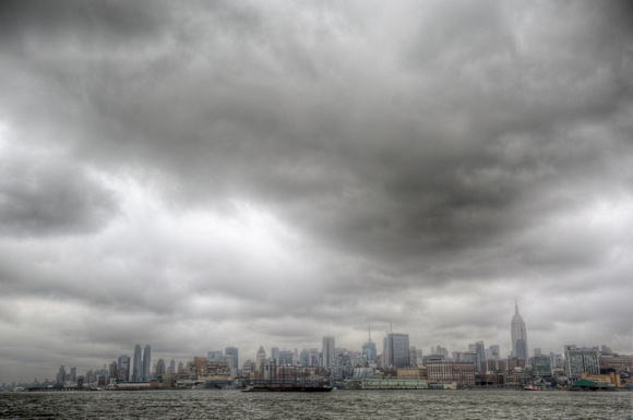 Manhattan skyline on a cloudy day HDR