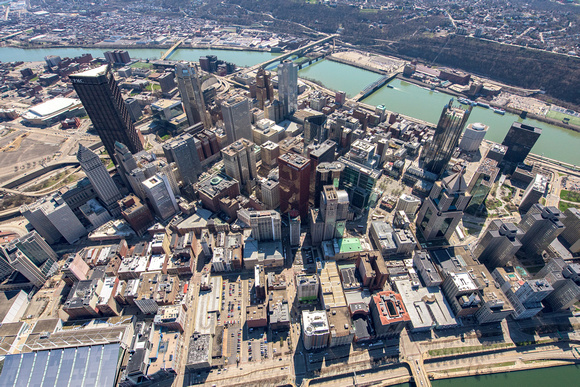 Aerial view right above Pittsburgh
