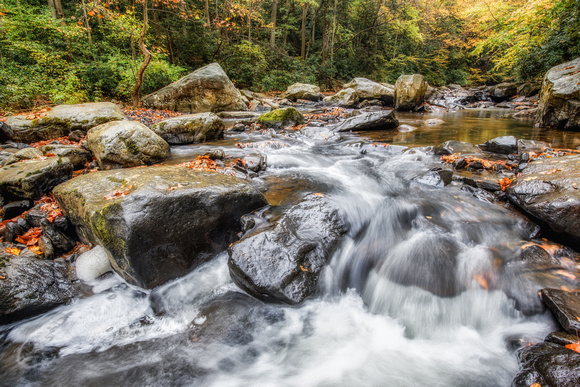Rapids at the top of the natural water slides at Ohiopyle State Park HDR