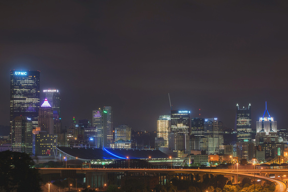 Pittsburgh skyline from the North Side before dawn