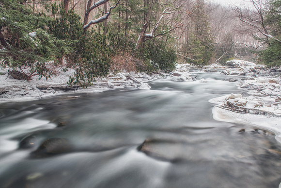 Up stream long exposure in the winter at Ohiopyle State Park