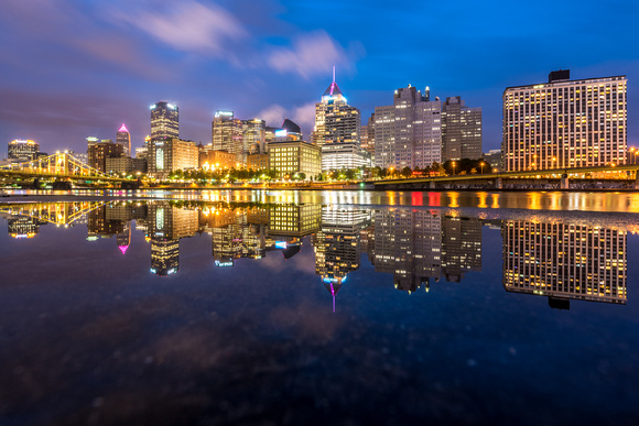 Pittsburgh reflects in the North Shore after the rain at dusk
