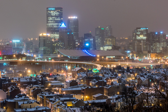 Pittsburgh over a snowy North Side