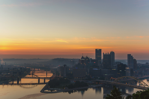 Red sky over Pittsburgh before sunrise