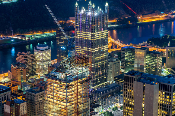Downtown Pittsburgh glows before dawn