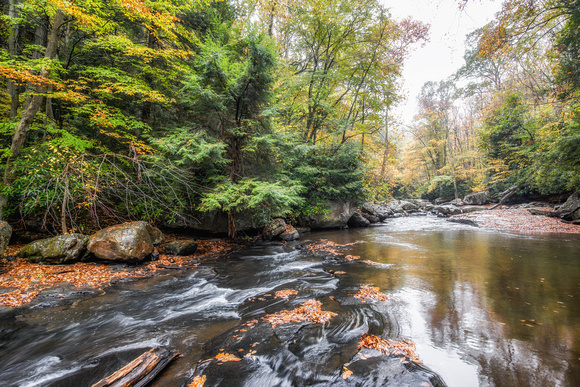 Calmer water at the top of the natural rock slides at Ohiopyle State Park HDR