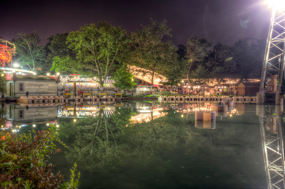 Reflections in the pond at Kennywood Park HDR