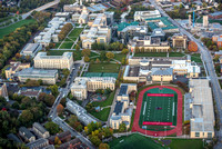 View of Carnegie Mellon University at sunrise from the air