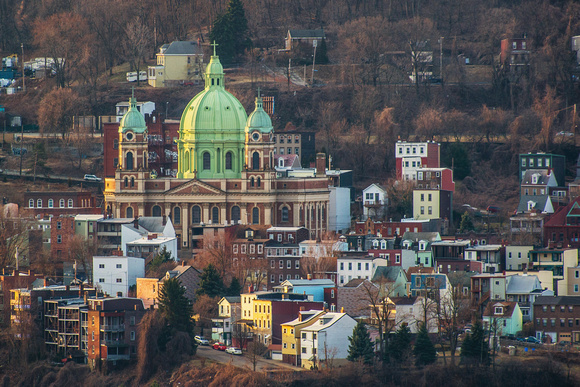 Immaculate Heart of Mary Church at dawn in Pittsburgh