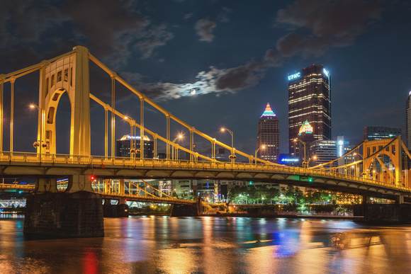 Clouds cover the Supermoon in Pittsburgh from the North Shore