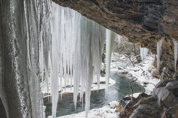 Looking through the ice wall at Ohiopyle State Park