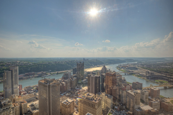 Sunflare over the Point in Pittsburgh HDR