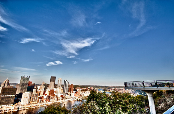 Pittsburgh skyline up the Monongahela HDR