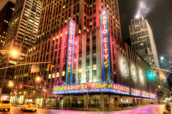 Radio City Music Hall at night in HDR