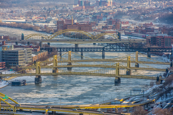 Early morning light on the bridges of the Allegheny River in Pittsburgh
