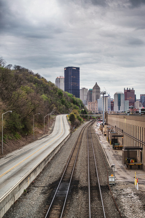 Pittsburgh and train tracks from the Strip Distrcit