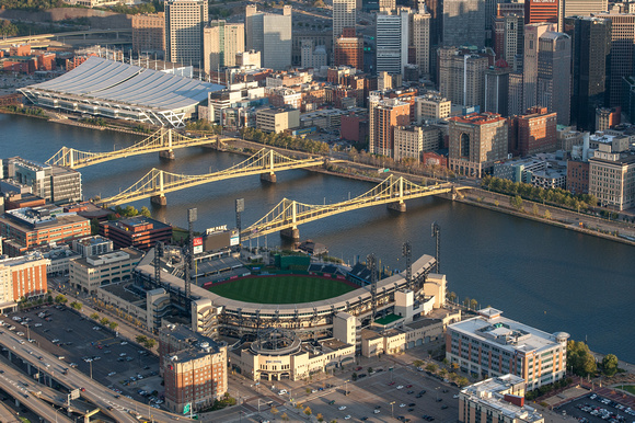 PNC Park and the Sister Bridges - an aerial view