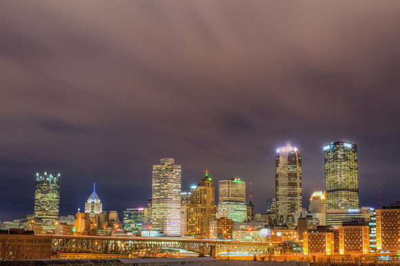 The Pittsburgh skyline from the PJ McCardle Roadway HDR