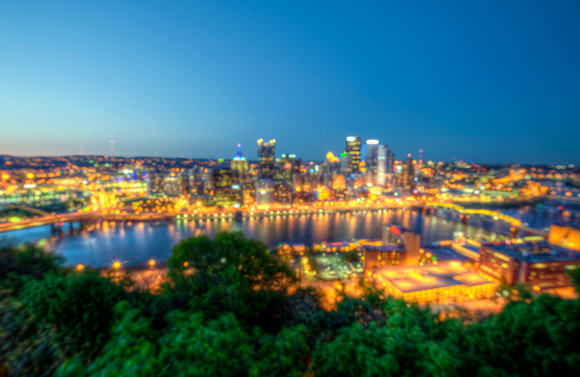 Pittsburgh skyline bokeh HDR
