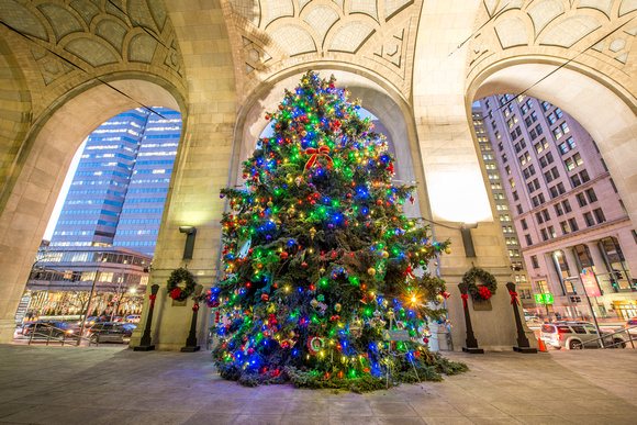 The inside of the Christmas tree at the Pittsburgh City County Building