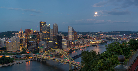 Panorama of the supermoon over the Monongahela River in Pittsburgh