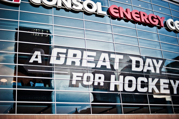 "A great day for hockey" sign at CONSOL Energy Center
